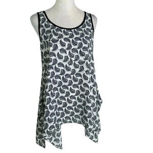 Karen Kane Leaf Print Asymmetric Hem Tunic Tank Top Size S NWT